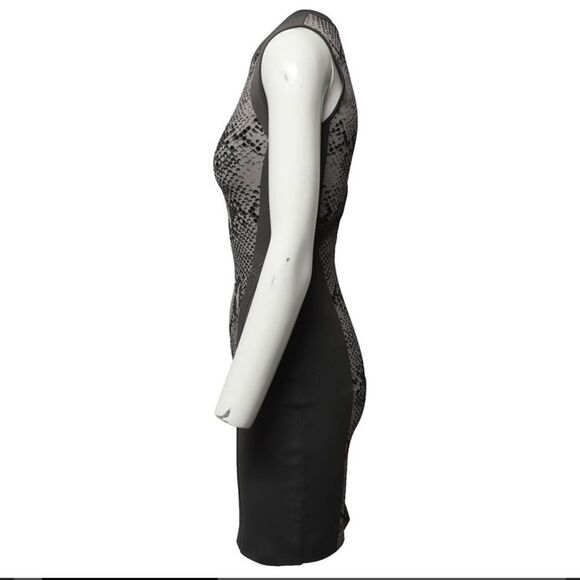Diane Von Furstenberg Grey Sleeveless Snake Print Bandage Stretch Cocktail Dress - Picture 9 of 15